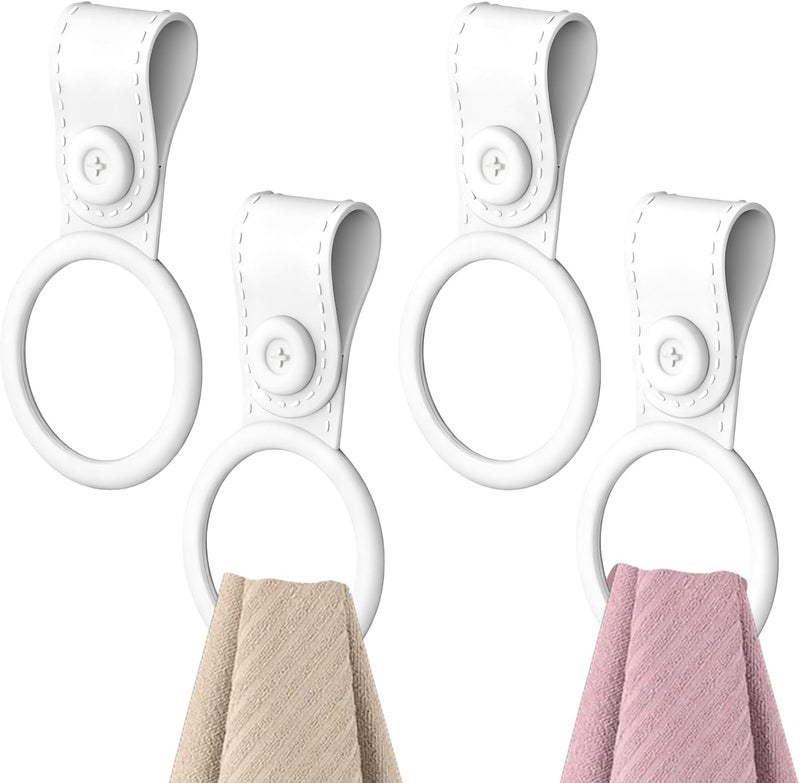Aecsze 4 Pack Silicone Kitchen Towel Holder, Hanging Kitchen Towels; Dish Towel Holder for Cabinet, Oven, Stove, Sink – Durable, Non-Slip Design for Easy Hanging (White) - Image 1